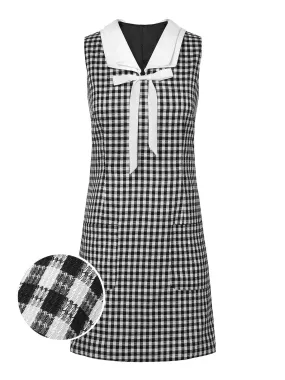 1960s Acetate Gingham Plaid Shift Dress