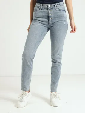 1981 Exposed Button Denim Jean - Light Blue