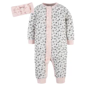 2-Piece Baby Girls Purrfectly Cute Coverall & Headband Set