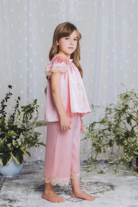 ANGELINA - GIRLS SILK PYJAMA CANDY PINK