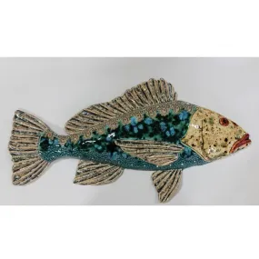 Blue Snapper Fish Wall Art C SnapB Hand Crafted Art Pottey by Cathy and Carie Crain of Crain Pottery Art Studio