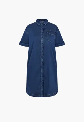 Utta Oversize Denim Shirtdress SS - Medium Blue Denim